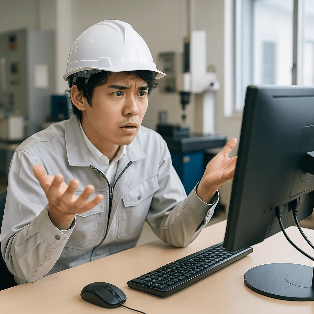 CAPAの対応状況が不明でPC画面の前で困惑する品質保証担当者